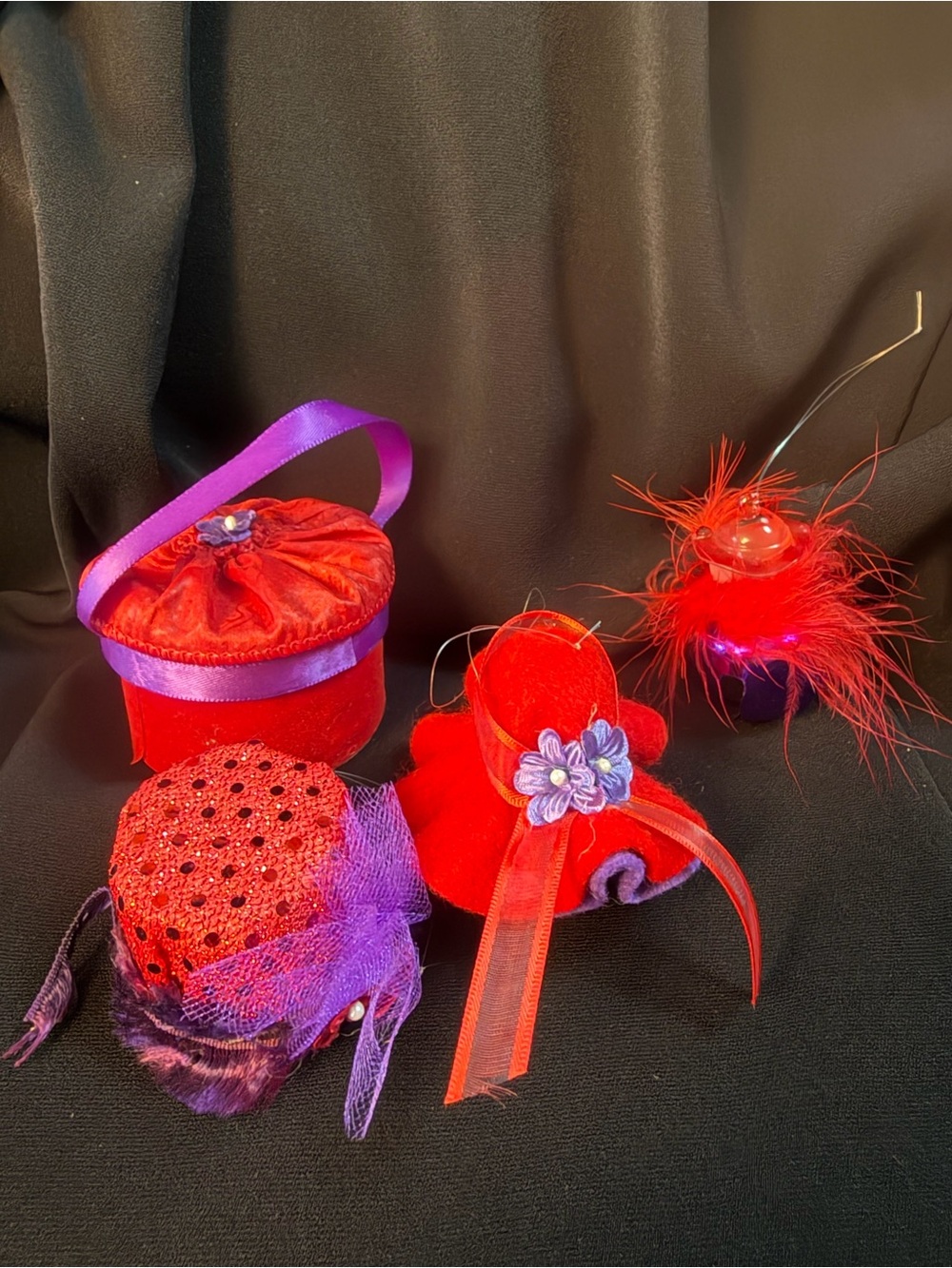 Red Hat Lady Handmade Ornaments. Hand Crafted.